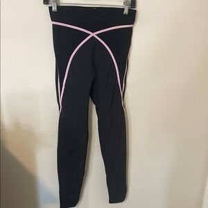 Savage X Fenty Black Leggings with Pink Trim